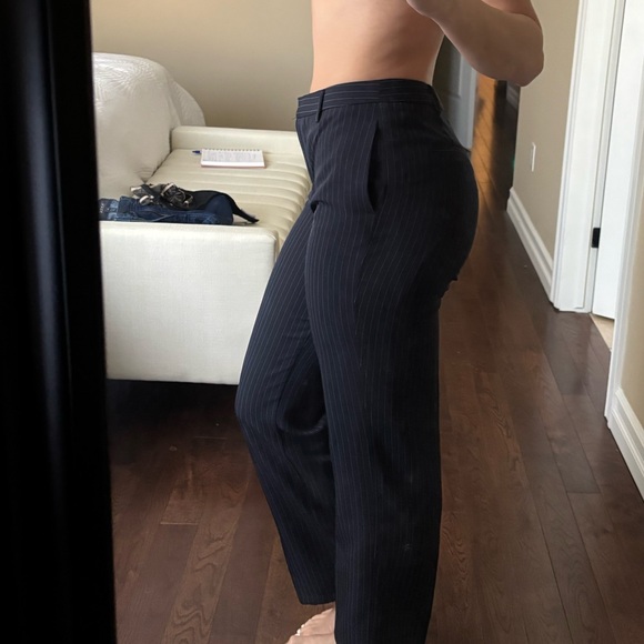 Navy blue pinstripe straight leg dress pants - Picture 2 of 14